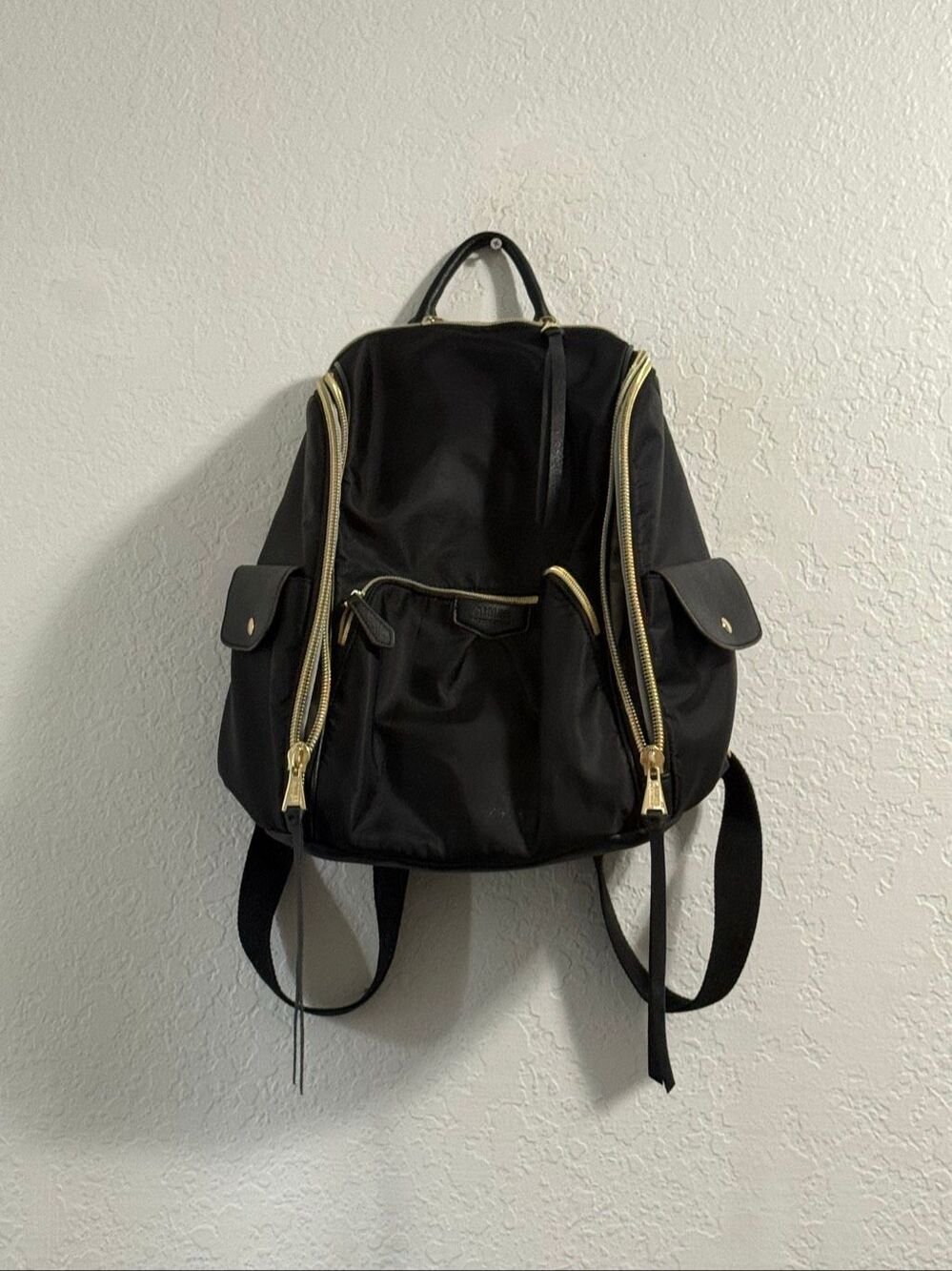 Aimee Kestenberg Women Black Backpack One Size gold hardware
